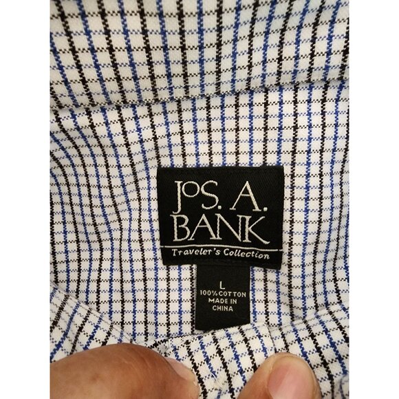 Jos. A. Bank Travelers Collection Mens Checkered Button-Down Shirt L 100% Cotton - Picture 6 of 10